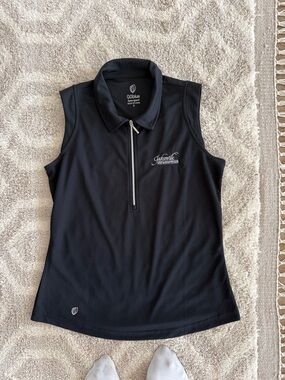 GGblue Black Sleeveless Zip Polo Tank with Jacksonville Logo